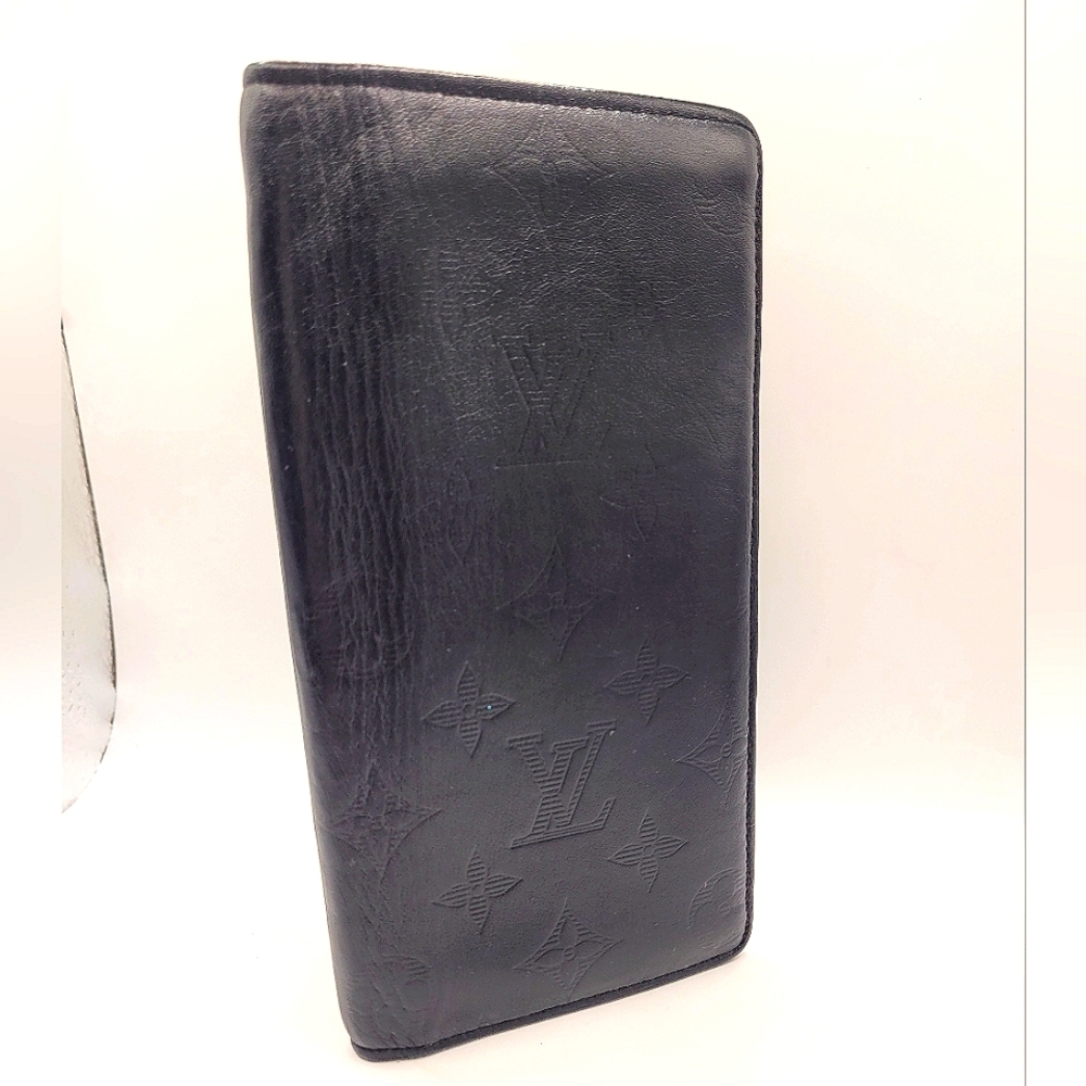 LOUIS VUITTON Brazza Long Bifold Monogram Shadow Black Unisex Wallet